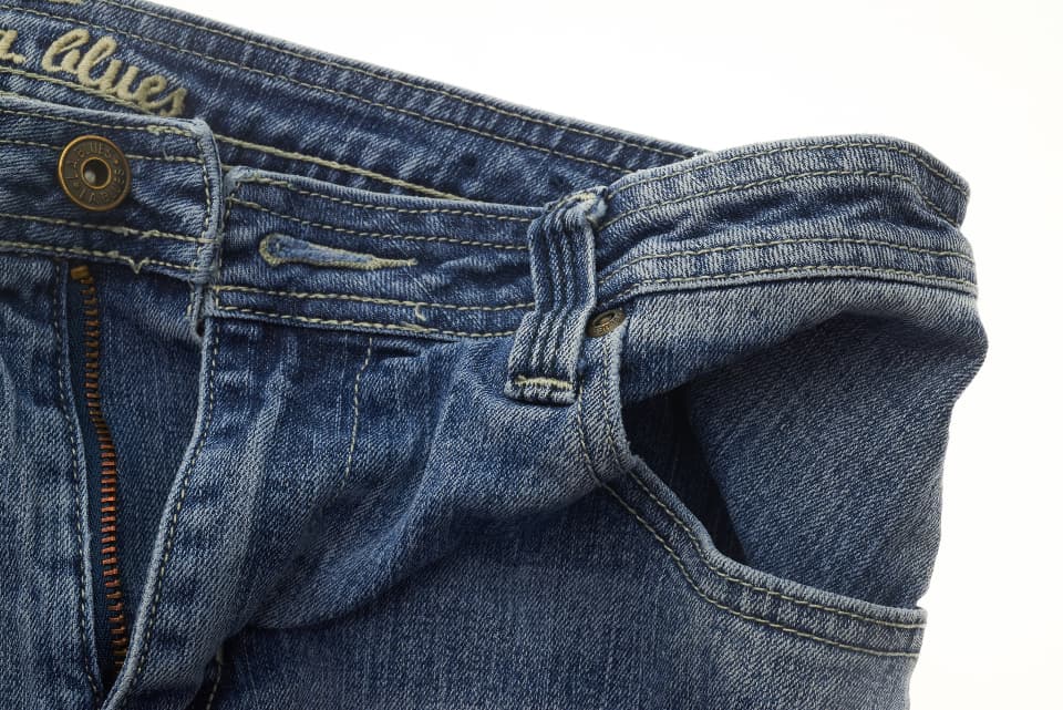 Jean droit brut, taille haute